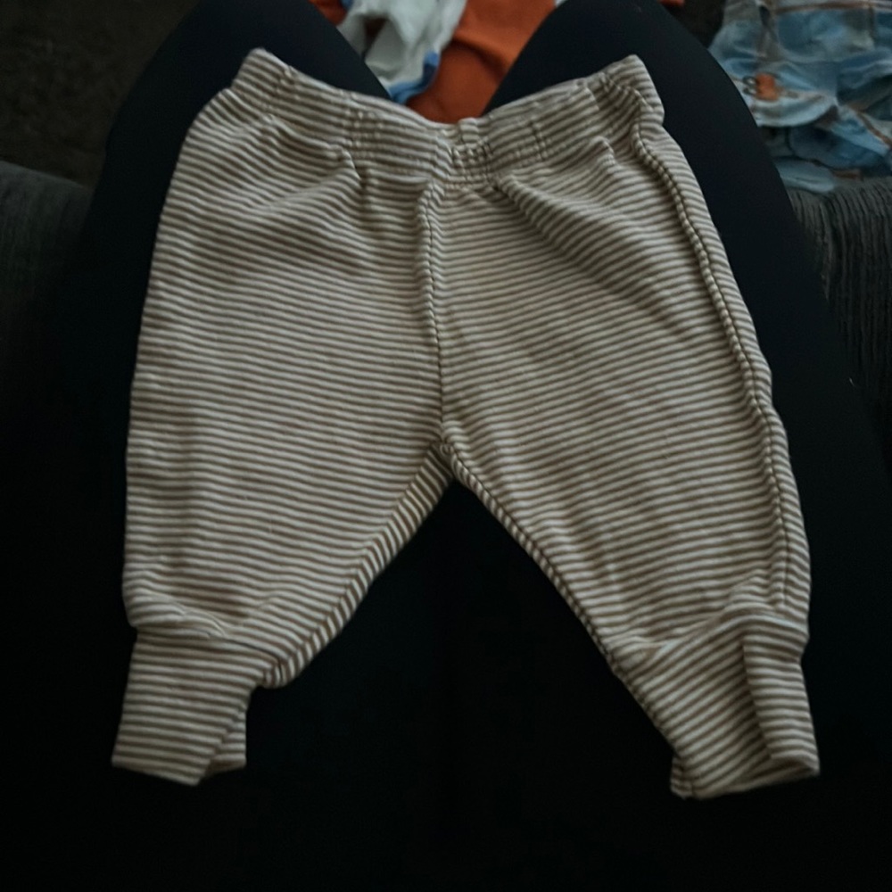 Brown and white striped pants